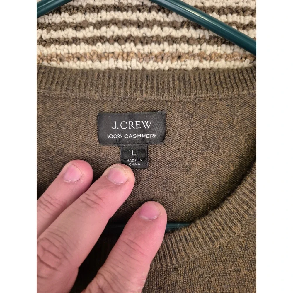 J.Crew Mens 100% Cashmere Crewneck Sweater Green Heather J6384 FA19 Large